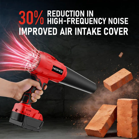 Cordless Leaf Blower 18V Beast Turbo Jet 580000RPM, 4 Nozzles, Lightweight Handheld Blower shown with air intake cover improvement.