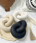 Two Link Wood Chain Decor Hand Carved Boho Farmhouse Style with black pine wood knot on a decorative tray.