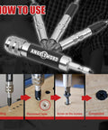 Pro Grade Premium Countersink Drill Bit Set With Flip Drive For Wood 6 8 10 Sizes shown in use on a wood board.