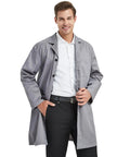 Unisex Lab Coat Scrubs Jacket For Med Pros, Long Sleeve Notch Collar, 2 Waist Pockets And 1 Chest Pocket, Button Closure, Gray, XL
