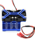 Beefy Dual 15000 RPM RC Brushless Motor Cooling Fan With 42mm Aluminum Heatsink For 4274 4068 4268 Motors showing top view.