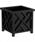 Lattice Design Outdoor Planter Box Dope Front Porch Decor 14.75 Inch Square Black Plant Pot 13 Inch Tall For Patio Garden DIY Friendly Flower Pots And Outdoor Planters