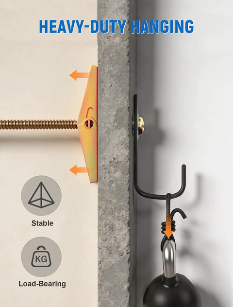 20 Sets Heavy Duty Toggle Bolts For Drywall Kit With 3/16 Inch Hollow Wall Anchors in use for secure mounting