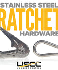 Beefy Stainless Steel Ratchet Straps With Carabiner Hooks 1 Inch By 10 Feet 4 Pack 500 Lbs Working Load Marine Grade Tie Downs