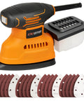 Electric Orbital Detail Sander Pumping Out 14000 OPM With Seamless Dust Collection Nails Wood Projects Smooth As Butter Using Triple Sided Pad And Packs Twenty Coarse To Fine Sandpaper Sheets For Zero Hassle Finishes