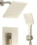Metal Fixed Showerhead Set with Wall Mounted Rainfall Shower Head and Handheld Sprayer in Brushed Nickel Finish