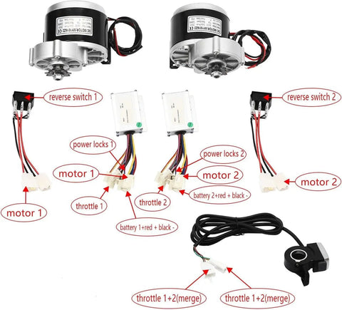 10 Inch Motor Drive Air Wheel Conversion Kit With 250W 24V Electric Cart Scooter Motor, thumb throttle layout