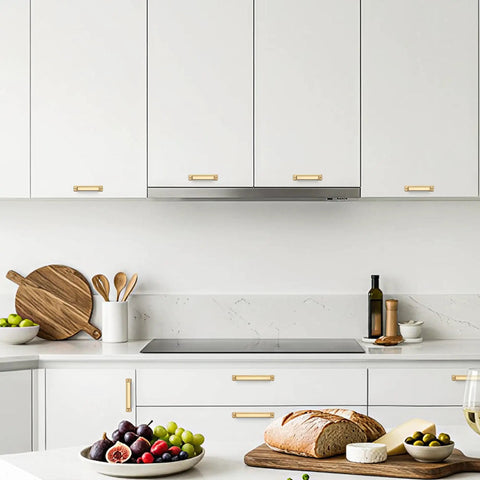 Modern kitchen cabinets with 6 Pack 3 Inch Hole Center Cup Pulls Champagne Bronze Zinc Alloy Cabinet Hardware For Kitchen Cabinets.