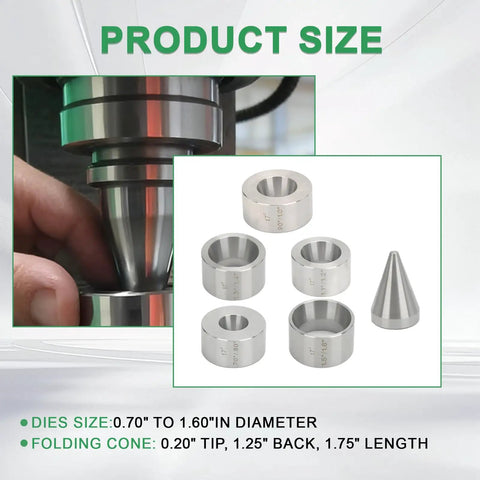 17 Degree Coin Ring Folding And Reduction Die Set For DIY Jewelry, 5 Piece Stainless Steel Coin Ring Making Tools With Centering Cone