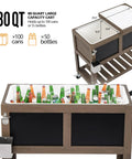 80 Qt Rolling Patio Cooler with Bottle Opener and Shelf for Backyard Hangouts and Gatherings, solid taupe brown design