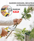 Person using Three Pack Garden Pruning Shears With Stainless Steel Blades Handheld Clippers For Gardening Snips And Pruners