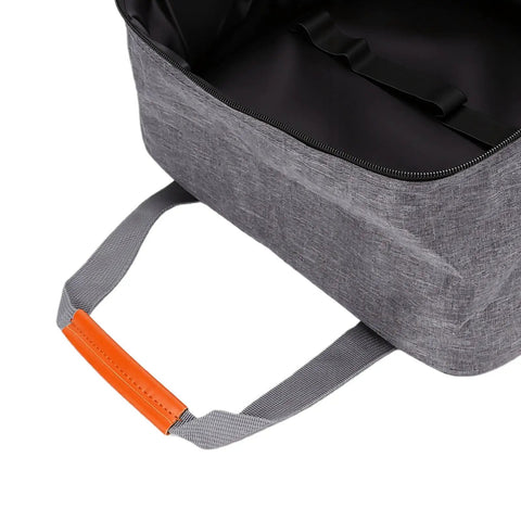 Built Tough Camping Gas Tank Bag with 320D cationic fabric, showing thick padding and orange handle for secure gripping.