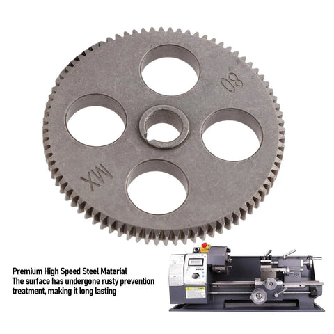 T80 Mini Lathe Gear Replacement Part For MX 210 WM 210 8x16 Lathe Machine High Speed Steel with 80 Teeth and 83mm Diameter