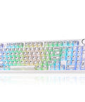 Badass Wireless Mechanical Keyboard With Triple Mode Connectivity And A Massive 8000mAh Battery Featuring Creamy Thocky Switches, white RGB backlit.