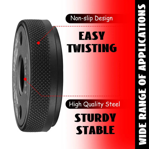 Four Pack Quick Release Angle Grinder Flange Nuts No Wrench Needed Self Locking Arbor Nuts With D Ring Knurl Fits 4-1/2, 5, 7, 9 Inch Grinders 5/8-11 Threads, knurled nut design