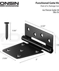 Diagram of a 3.5 Inch Heavy Duty Strap Gate Hinges Kit For Wooden Gates Vinyl Fence And Barn Doors 4 Pcs Black with measurements shown.