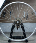 Slick Single Speed Rear Wheel Rim With Heavy Duty Aluminum Hub And Plug In Brake Assembly For No Sweat Bike Repair and Rock Solid Stopping Power Built To Roll All Week Long, 26 inch, silver, mounted brake.