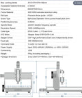 Bulletproof Hg20 Linear Guide Rail Setup Delivers Slick 2200W Spindle Punch For A Badass 6040 CNC Router showing specifications and dimensions.