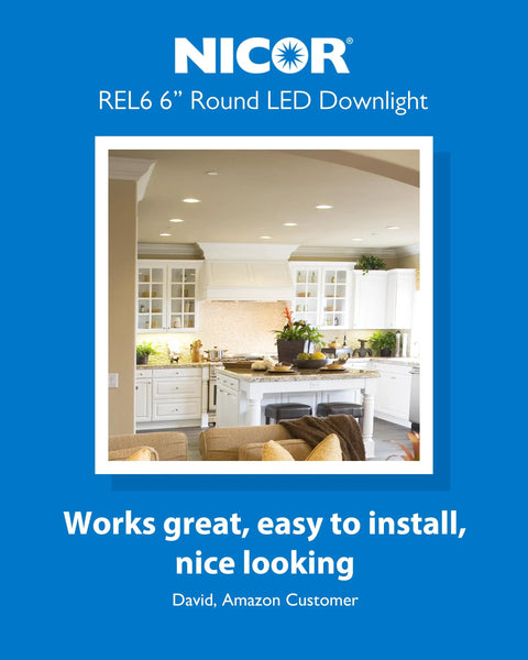 Boost Kitchen Ambiance Smoothly With These Dimmable LED Recessed Ceiling Lights, 6-inch downlight in a bright kitchen setting.