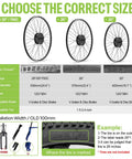 Guide showing wheel size compatibility for Front Hub Motor Electric Bike Conversion Kit for 26 inch and 700C wheels