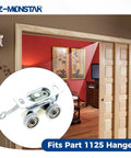 2 Pack Sliding Pocket Door Hardware Kit With Top Hanger Rollers And Wheels Compatible With Johnson 1125 And 1500 Hardware Kits installed on door