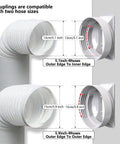 Sliding Door Air Conditioner Vent Kit With Universal Five Point Nine Inch Hose And Coupler showing hose size compatibility chart