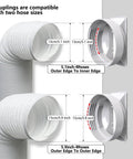 Detail of couplings for 95 Inch Sliding Door AC Vent Kit With Extendable 5.1 Inch Hose, Universal 5.0 To 5.9 Inch Coupler