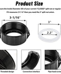 Adabuing 2-inch spa heater split nut union with screw and white gasket, black plastic threaded coupling, 2-pack