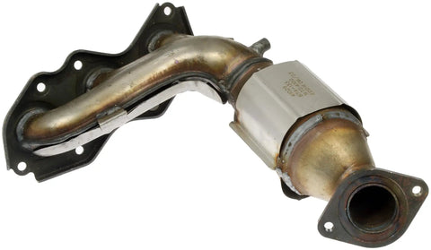 Rear Manifold Converter Direct Replacement for Select Lexus Toyota Models CARB Compliant Made in USA Kit Includes Gaskets and Downpipe Hardware for Easy Plug And Play Install shown from side angle