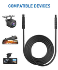 4Pin Backup Camera Extension Cable 10Ft 4P Pure Copper Shielded Dash Cam Rear View Cord, coiled with compatible devices shown