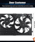 Beefed Up Dual Radiator And Condenser Cooling Fan Assembly Replacement For Volkswagen Jetta 2.0L Bora 2006 2010 Tiguan And Audi A3 2003 2010 TT 1K0121205AD9B9 Fits 2006 2016 Models displayed with dimensions