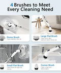 Four brush heads for Electric Spin Scrubber Cordless With Full Body IPX7 Waterproof Design LCD Display Adjustable Extension Handle