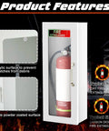 10 Lb Fire Extinguisher Cabinet Wall Mount White Steel With Glow In The Dark Sign Sticker For Dry Chemical Fire Extinguishers Indoor Outdoor Industrial Wall Box Case Surface Mount with acrylic panel and extinguisher inside