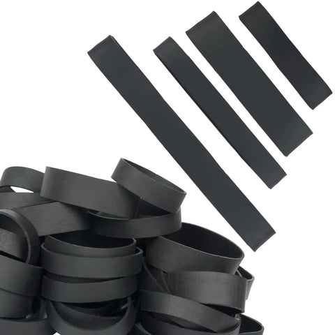 Assorted Elastic Rubber Band Bulk Pack In Multiple Sizes 82 84 94 105, 50 Pieces, Black, Ranging From 2.5 To 5.12 Inches, High Stretch