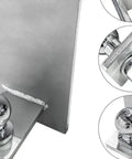 Heavy Duty Metal Trailer Hitch Coupler With Reinforced Angled Support Arm And Flat Rectangular Plate Bolt On Mounting Base Pre Drilled Holes close-up of welded joints and hitch ball.