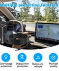 5V Car Charger With USB Port For Rand McNally GPS TND Tablet 85 740 750 And OverDryve 7 8 Pro RV Truck GPS Systems showing installation in car with GPS screen.
