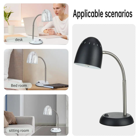 Eye Friendly LED Desk Lamp With Flexible Gooseneck And E26 Screw Base in desk, bedroom, and sitting room settings