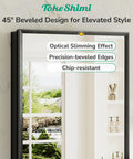 Sleek Black Recessed Medicine Cabinet With Mirror Premium Beveled Aluminum Frame 14 By 18 Inches with 45° beveled design.