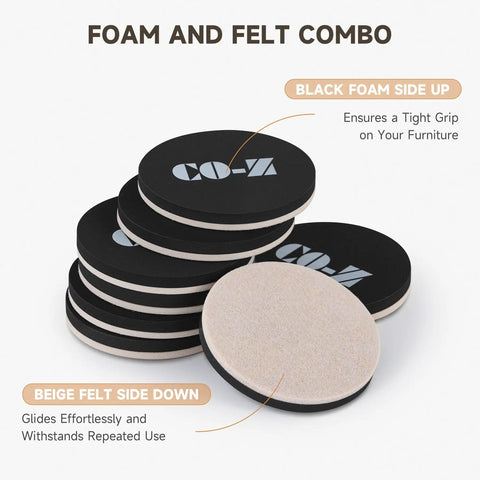 8 Pack Felt Furniture Sliders For Hardwood Floors, Three And A Half Inch Reusable Thick Moving Pads, Heavy Duty Floor Protectors For Vinyl Tile And Hard Surfaces, Glide Smoothly With No Scratches Or Damage