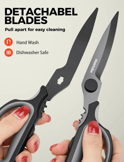 Heavy Duty All Purpose Kitchen Scissors With Ultra Sharp Blade And Power Curve Technology For Cutting Herbs Meat Packaging Cardboard And More Go To Ergonomic Durable Handles For Everyday Kitchen Tasks, detached blades