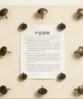 Heavy Duty Antique Brass Upholstery Tacks For Diy Furniture Repair Leather Crafting Auto Interiors Includes Thirty Solid Metal Clavos with round heads on display.