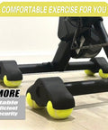 4 Pack Bike Trainer Rocker Feet With 8 Tennis Ball Dampeners showing stable fit for smart bikes and home gyms