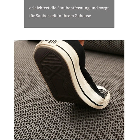 Grippy Non Slip 3x10 Ft PVC Wet Floor Mat With Drainage For Indoor Outdoor Use under a shoe, emphasizes anti-slip texture