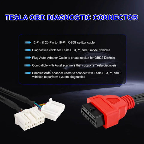 Tesla Diagnostic Cable Set for Model S Y 3 X Garage Must Have That Hits Different With Autel MaxiSYS Tablets. OBDII splitter cable.
