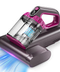 Beast Power Mattress Vacuum Cleaner With 17Kpa Suction 650W Motor UV C Light shown in black and pink, highlighting wide suction port