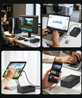 Dual Bay Raid Enclosure For 2.5 And 3.5 In Sata Hdd Ssd Aluminum External Dock With Fast USB 3.0 Port in a creative workspace setting.
