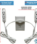 Twin Extension Cord Power Strip With Wall Hugger Flat Head 12 Foot Cord Split Into 6 Ft Each End Six Polarized Outlets
