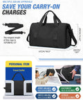 Gym Travel Duffle Bag For Women And Men, Lightweight Carry On Size 18x14x8, shown with size measurements and airline approvals.