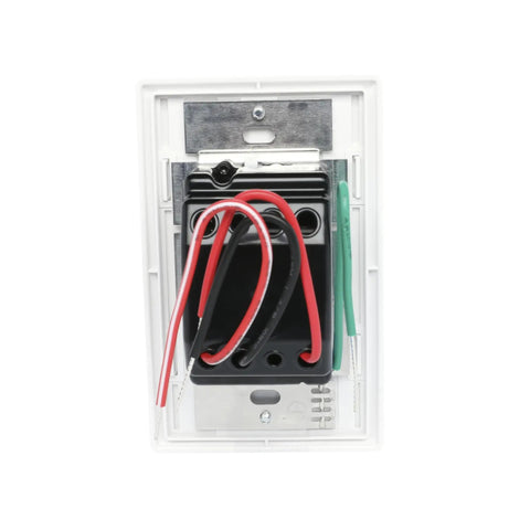 Smooth Flicker Free Led Dimmer Switch With Matching Almond Wallplate Included For Hassle Free Single Pole Or Three Way Wiring Setup Rated Up To One Fifty Watts For Top Notch Room Lighting back view showing wiring connections.