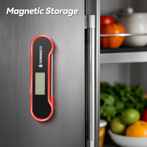Ultra Fast 0.5 Second Digital Meat Thermometer With Plus Minus 0.5 F Precision, magnetic storage on fridge
